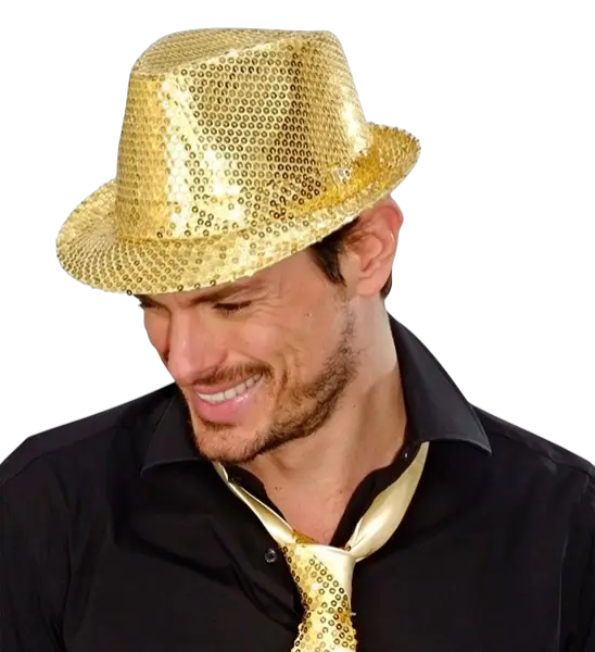 Goldener Glitzerhut - Disco-Partyzubehör