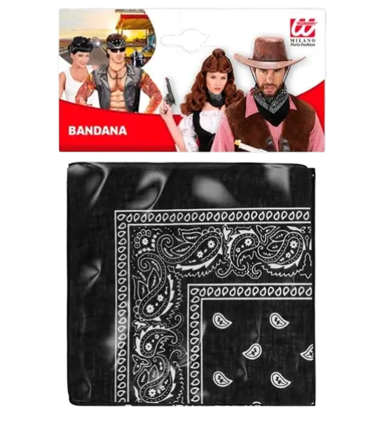 Bandana Schwarz Cowboy 55x55 cm - Western Kopftuch