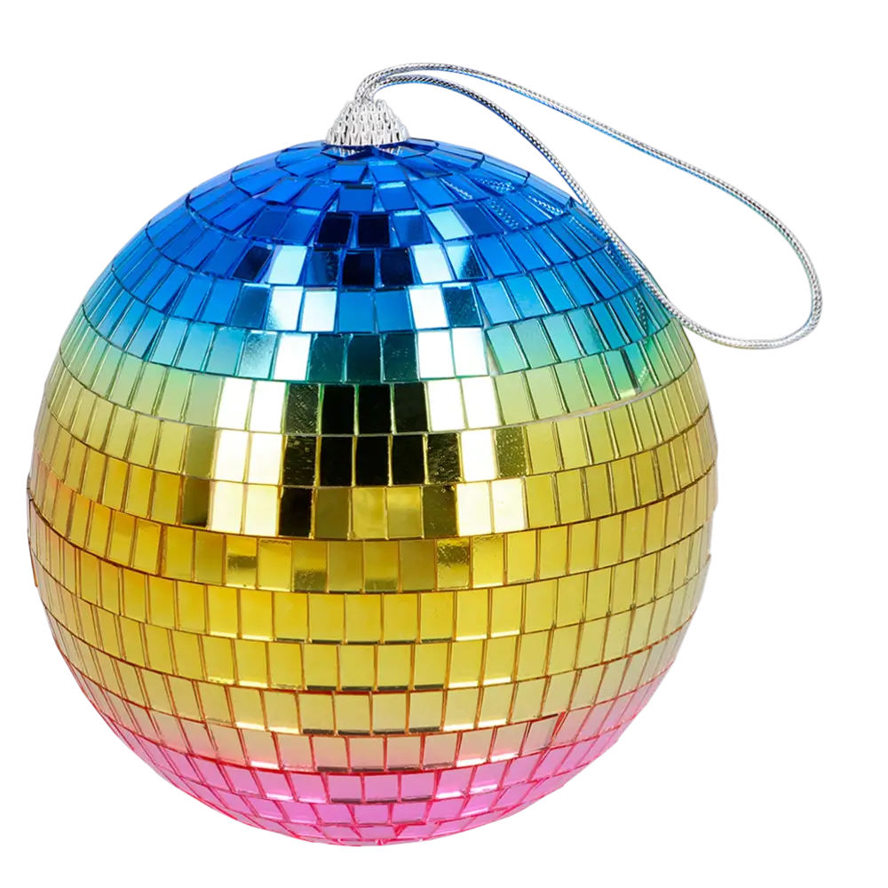 Disco-Kugel Regenbogen 15 cm - Dekoration für Disco-Partys & 80er Jahre