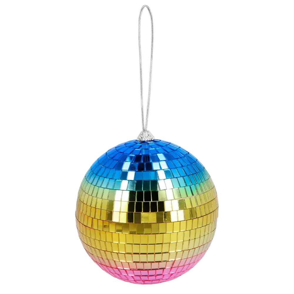 Disco-Kugel Regenbogen 15 cm - Dekoration für Disco-Partys & 80er Jahre