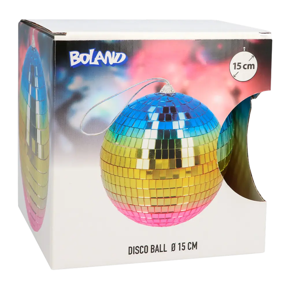 Disco-Kugel Regenbogen 15 cm - Dekoration für Disco-Partys & 80er Jahre