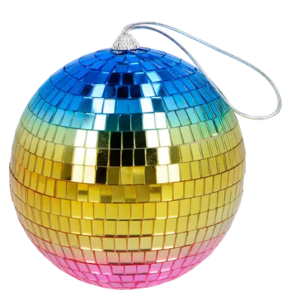 Disco-Kugel Regenbogen 15 cm - Dekoration für Disco-Partys & 80er Jahre