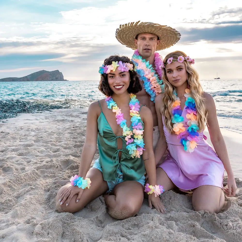 Pastellfarbenes Hawaii-Set - Zubehör für Hawaii-Kostüme