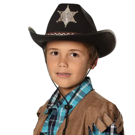 Cowboyhut für Kinder Sheriff Schwarz - Kostümzubehör für den Wilden Westen