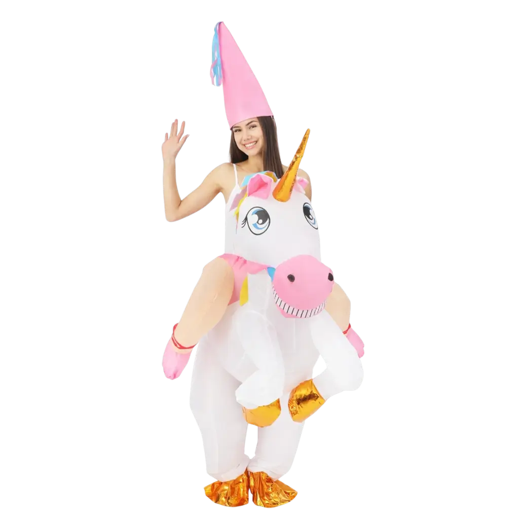 Aufblasbares Einhorn mit Reiter Erwachsenenkostüm - WJT-Kostüm Einheitsgröße