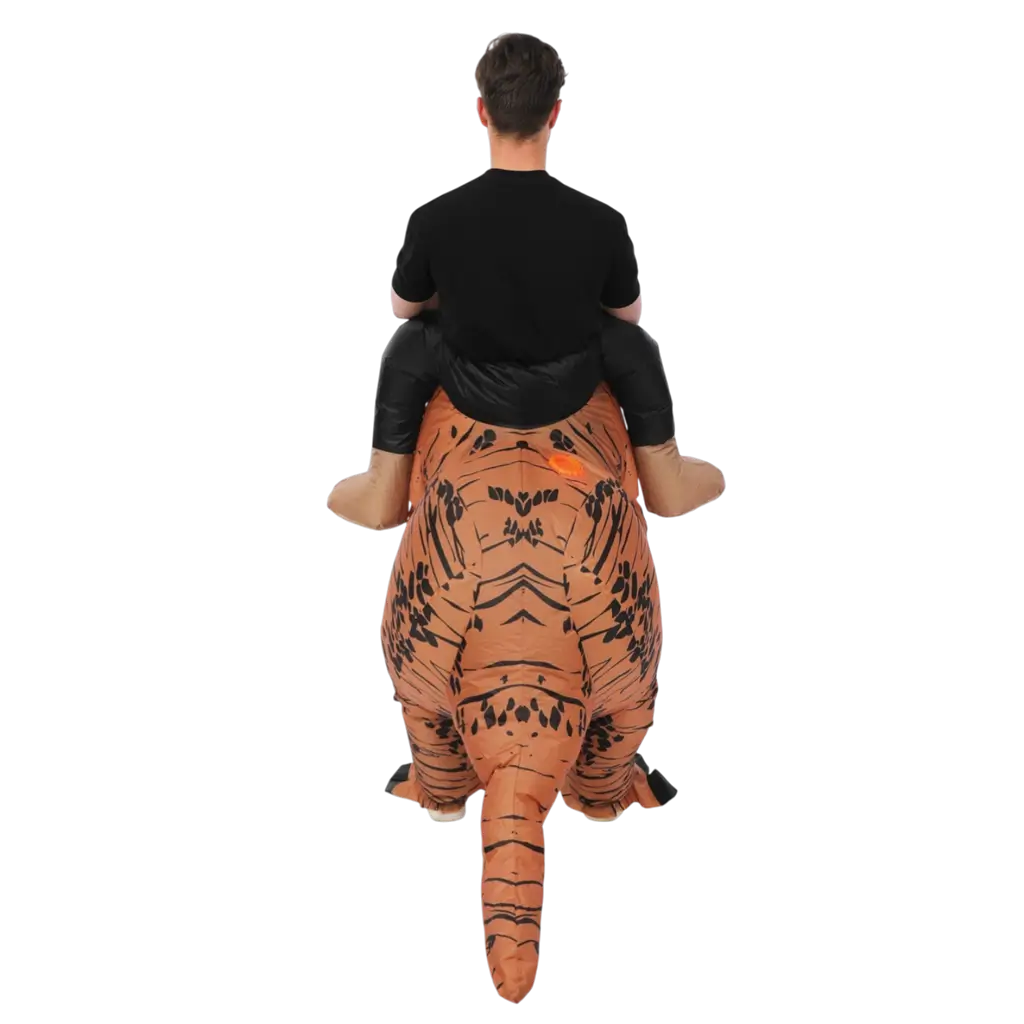 Aufblasbares Kostüm Dinosaurier mit Reiter Erwachsene - Partykostüm Einheitsgröße