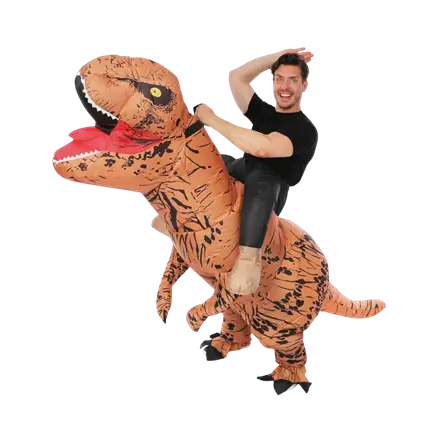 Aufblasbares Kostüm Dinosaurier mit Reiter Erwachsene - Partykostüm Einheitsgröße