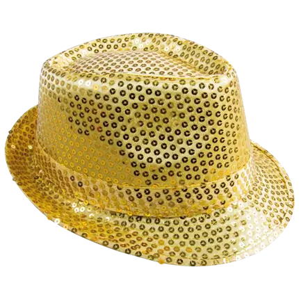 Borsalino-Hut mit Pailletten Gold Erwachsene - Party- und Abend-Accessoires