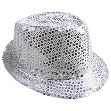 Borsalino Hut mit Pailletten Silber Erwachsener - Disco Party Accessoires