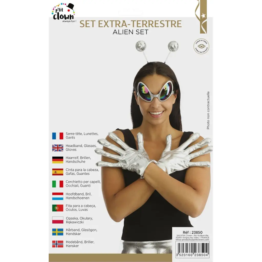 Extra Terrestrial Silver Adult Accessories Set - Alien-Kostümzubehör