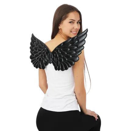 Engelsflügel Schwarz 62 cm - Zubehör Verkleidung Engel oder Teufel