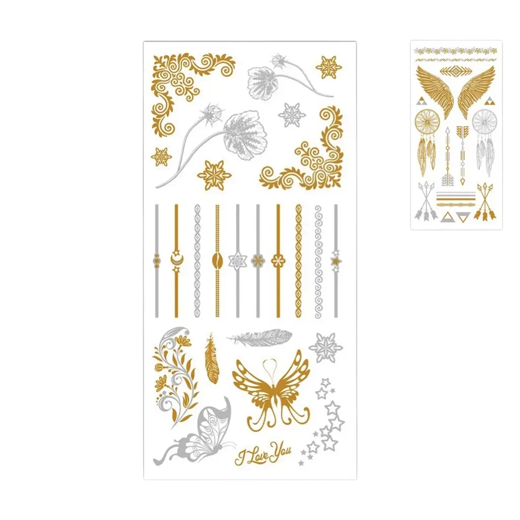 Vergängliches Tattoo Gold und Silber - Partyzubehör