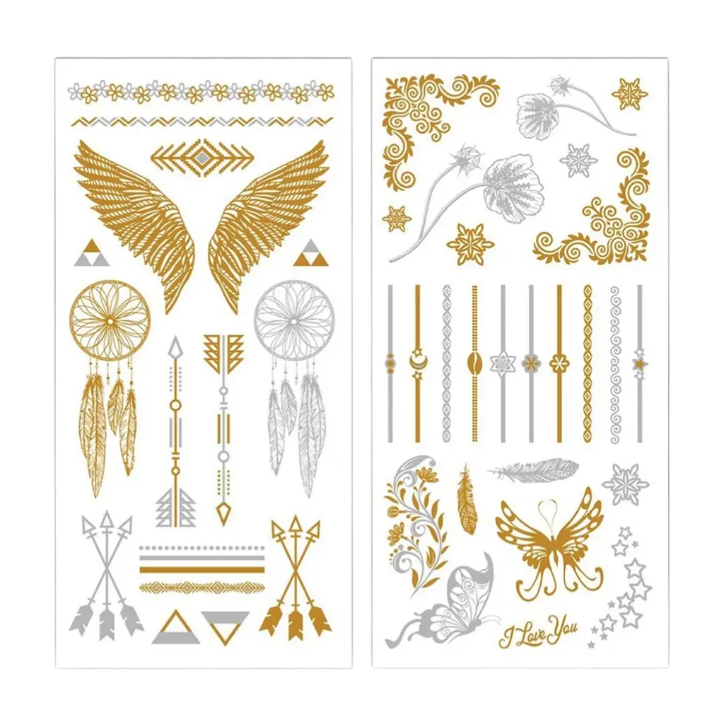Vergängliches Tattoo Gold und Silber - Partyzubehör