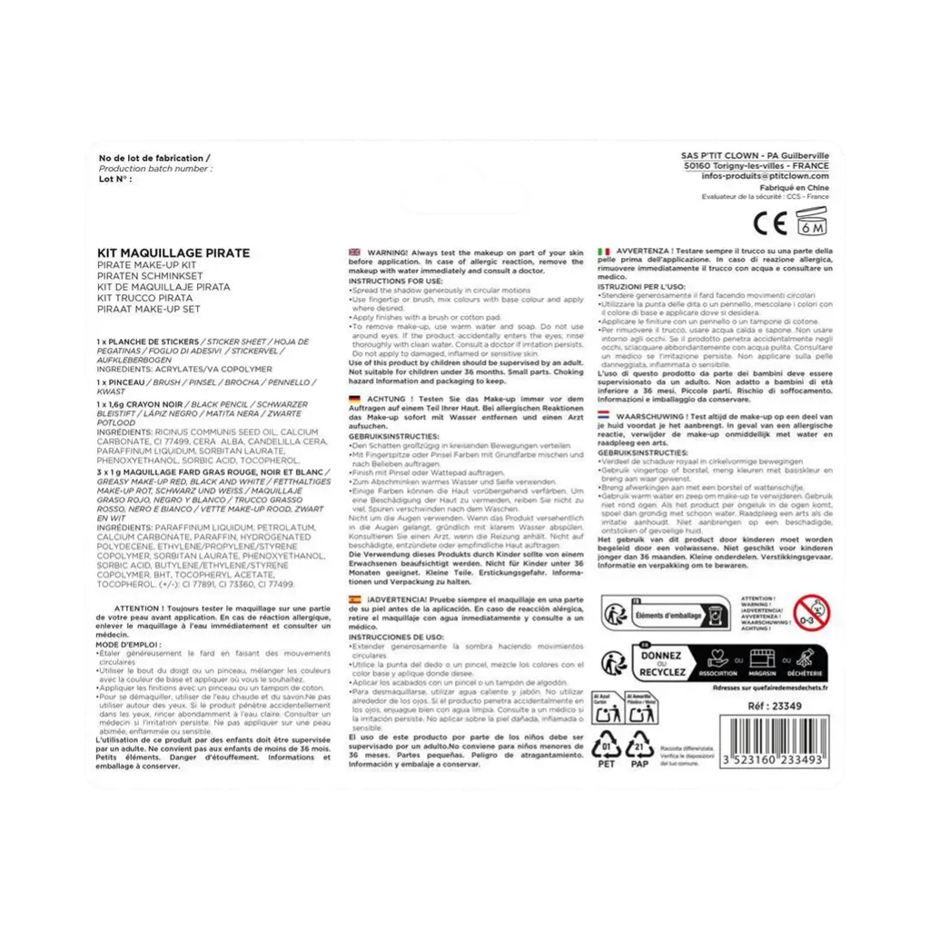 Piraten-Make-up-Set für Kinder - Zubehör für Verkleidungen