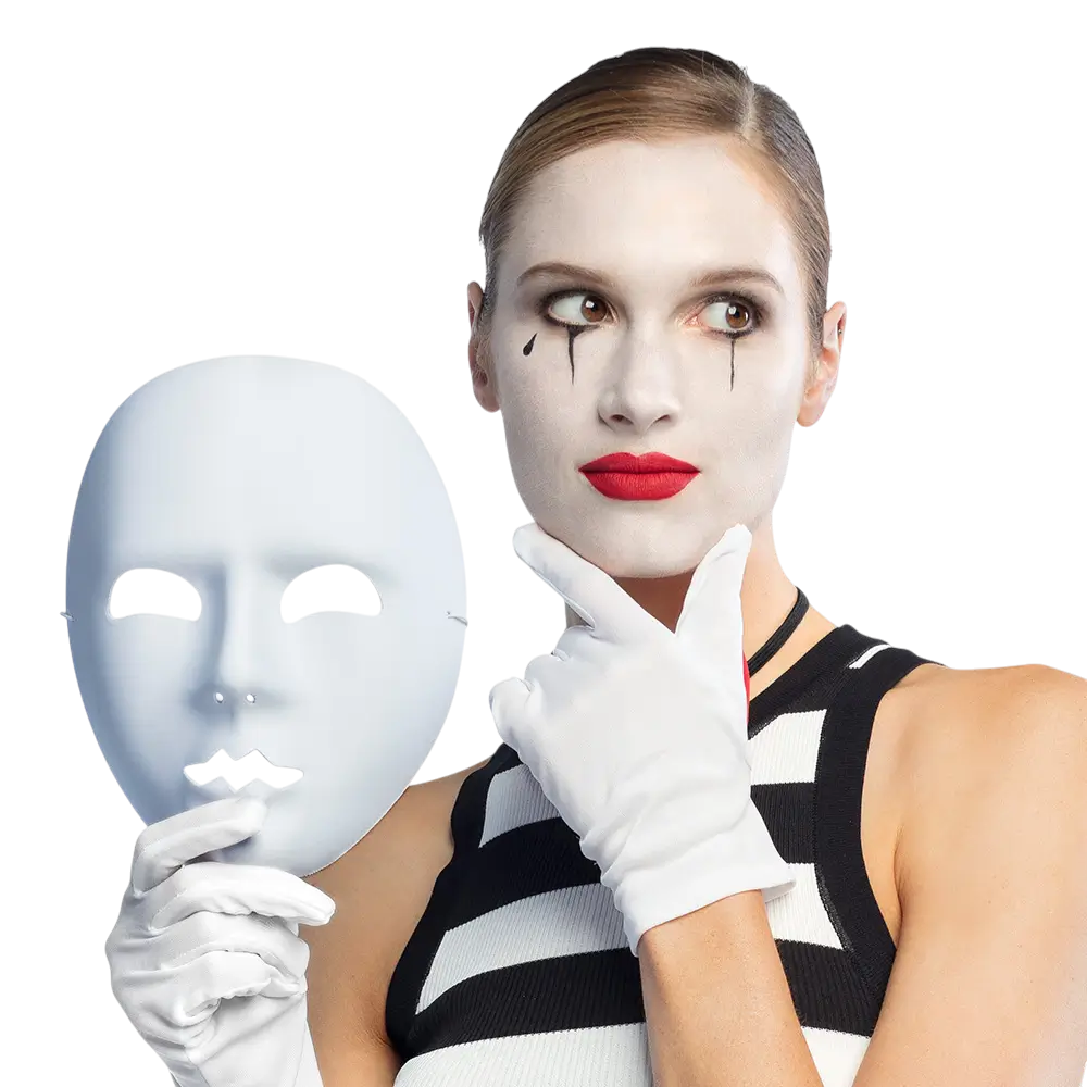 Mime Maske Weiß - Zubehör Verkleidung Show Karneval