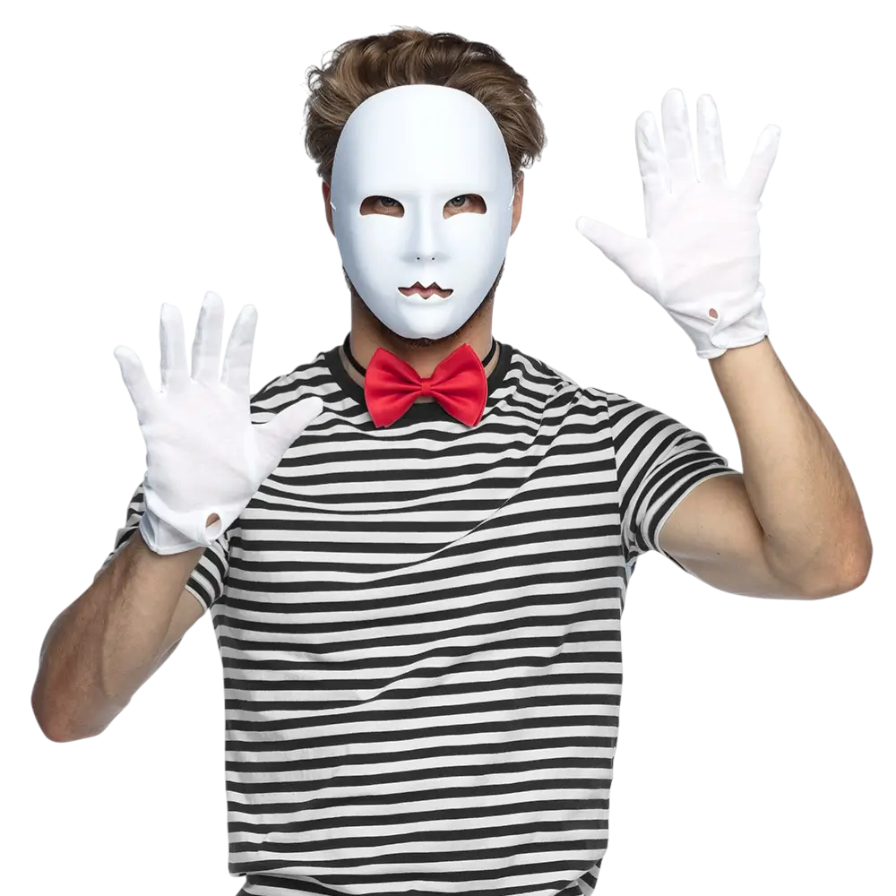 Mime Maske Weiß - Zubehör Verkleidung Show Karneval