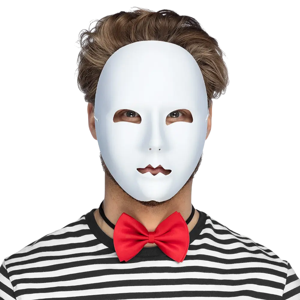 Mime Maske Weiß - Zubehör Verkleidung Show Karneval