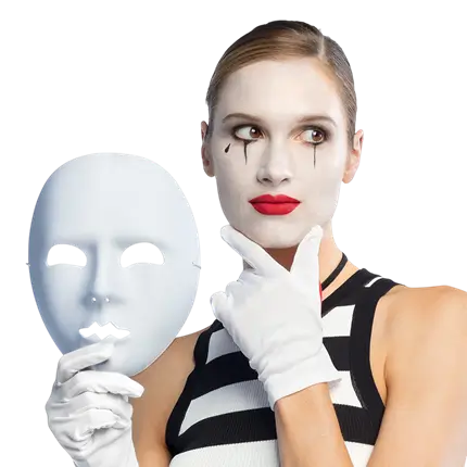 Mime Maske Weiß - Zubehör Verkleidung Show Karneval