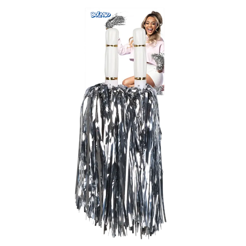 Metallische Pom Poms Silber - Accessoires für Party und Jubiläum