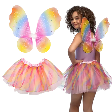 Kinderkostüm Regenbogenfee - Fee Kostüm Karneval Mädchen