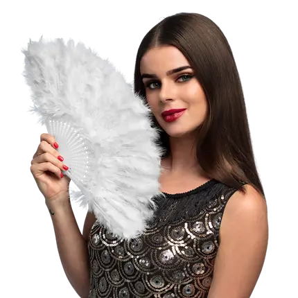 Weißer Fächer 20er Jahre - Charleston Gatsby Accessoire für Frauen