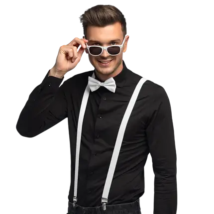 Kostüm-Kit Weiß Hosenträger Schmetterlingsknoten - Accessoires Kostüm Schicker Abend