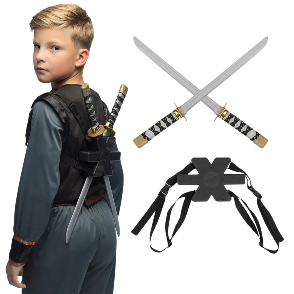2 Ninja-Schwerter-Set für Kinder - Spielzeug für Jungen Ninja-Kostüm-Kampf