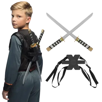 2 Ninja-Schwerter-Set für Kinder - Spielzeug für Jungen Ninja-Kostüm-Kampf
