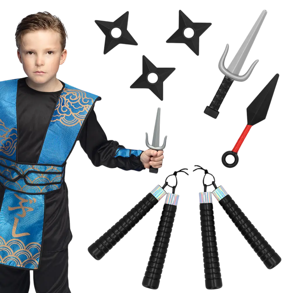 Ninja-Waffen-Set für Kinder 7-teilig - Zubehör Verkleidung Kampf Samurai