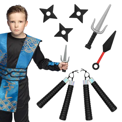 Ninja-Waffen-Set für Kinder 7-teilig - Zubehör Verkleidung Kampf Samurai