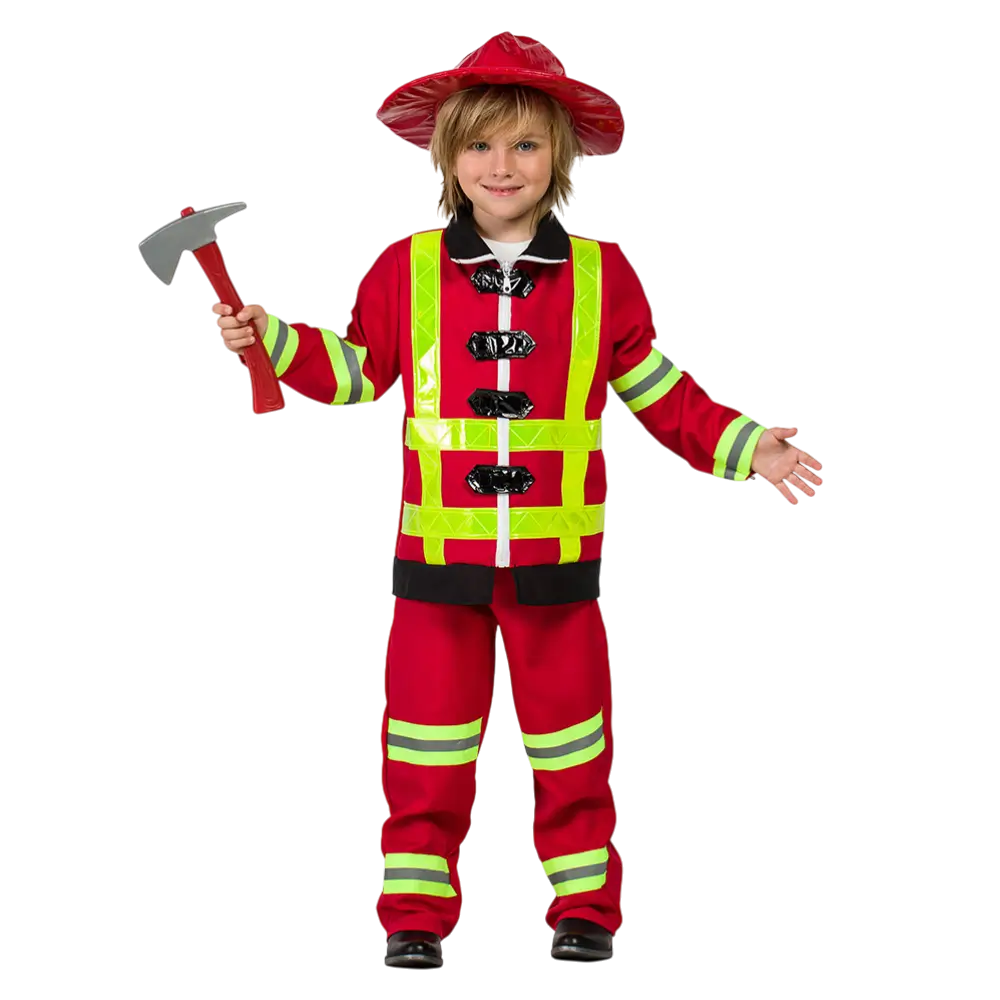 Kinderkostüm Feuerwehrmann 7-9 Jahre - Jungenkostüm Rettungsdienst