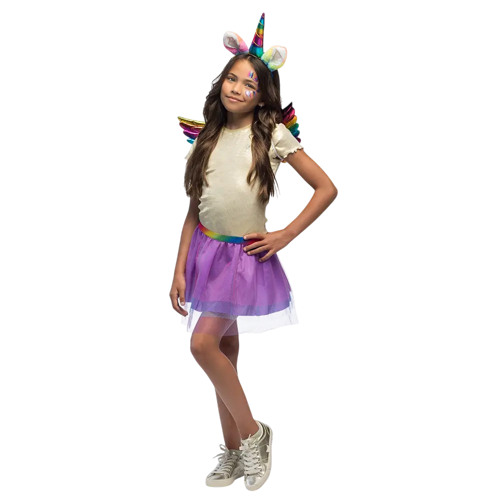 Kinder Regenbogen Einhorn Set - Zubehör Kostüm Fee Fantasy