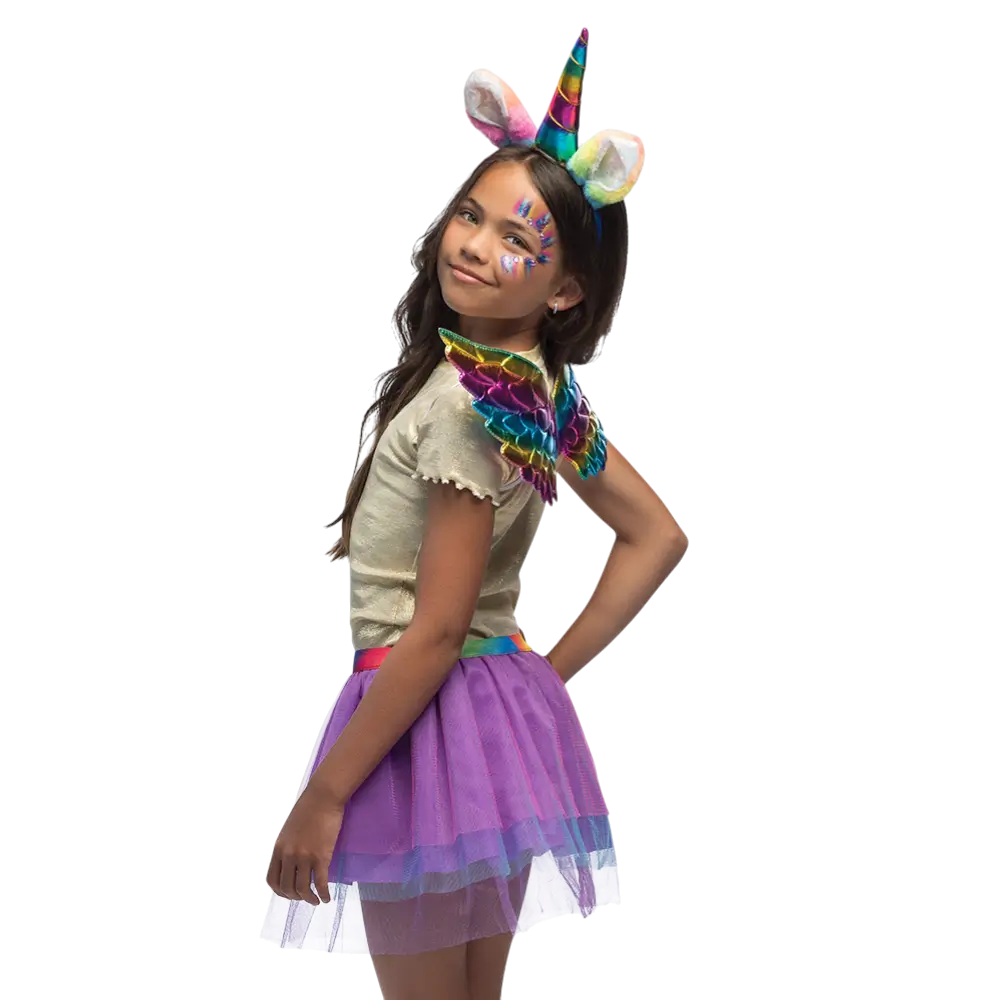 Kinder Regenbogen Einhorn Set - Zubehör Kostüm Fee Fantasy