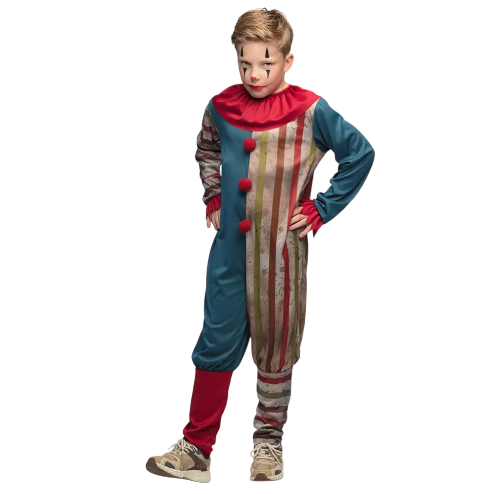 Kostüm Böse Clown Kind 7-9 Jahre - Gruseliges Halloween-Kostüm