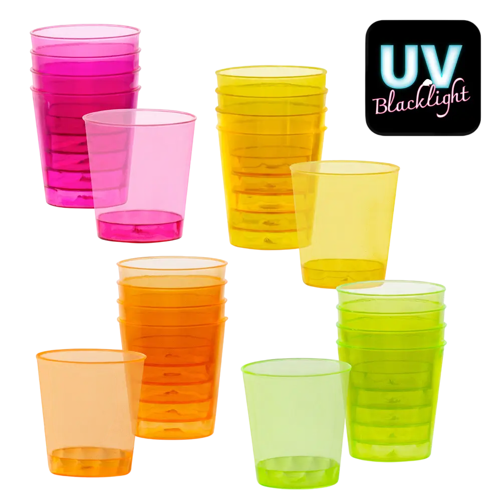 20 wiederverwendbare UV-fluoreszierende Shotgläser 50 ml