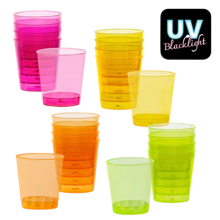 20 wiederverwendbare UV-fluoreszierende Shotgläser 50 ml