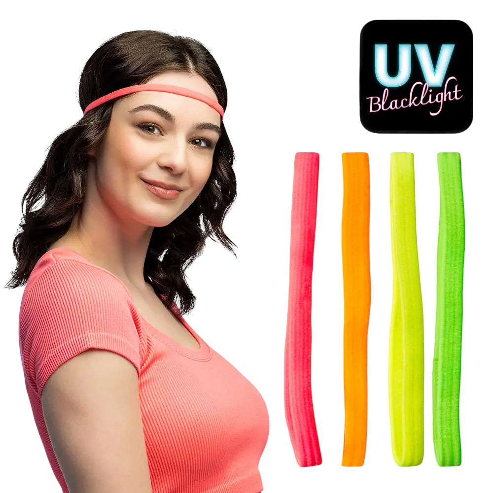 4 Elastische Stirnbänder Neon