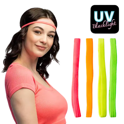 4 Elastische Stirnbänder Neon