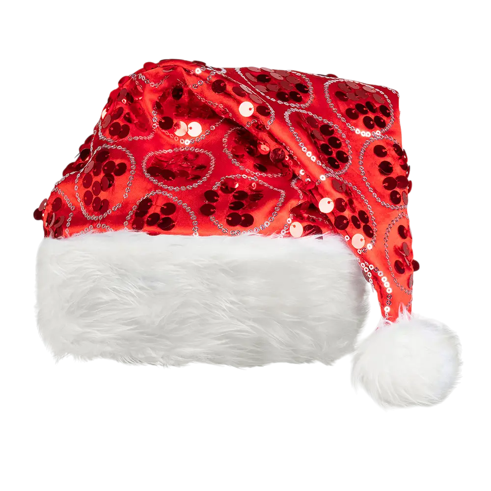 Weihnachtsmütze mit roten Pailletten