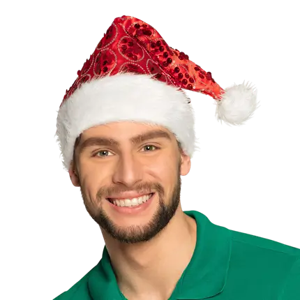 Weihnachtsmütze mit roten Pailletten