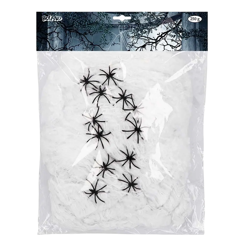 Spinnennetz 250 g weiß mit Spinnen