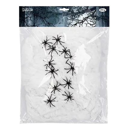 Spinnennetz 250 g weiß mit Spinnen