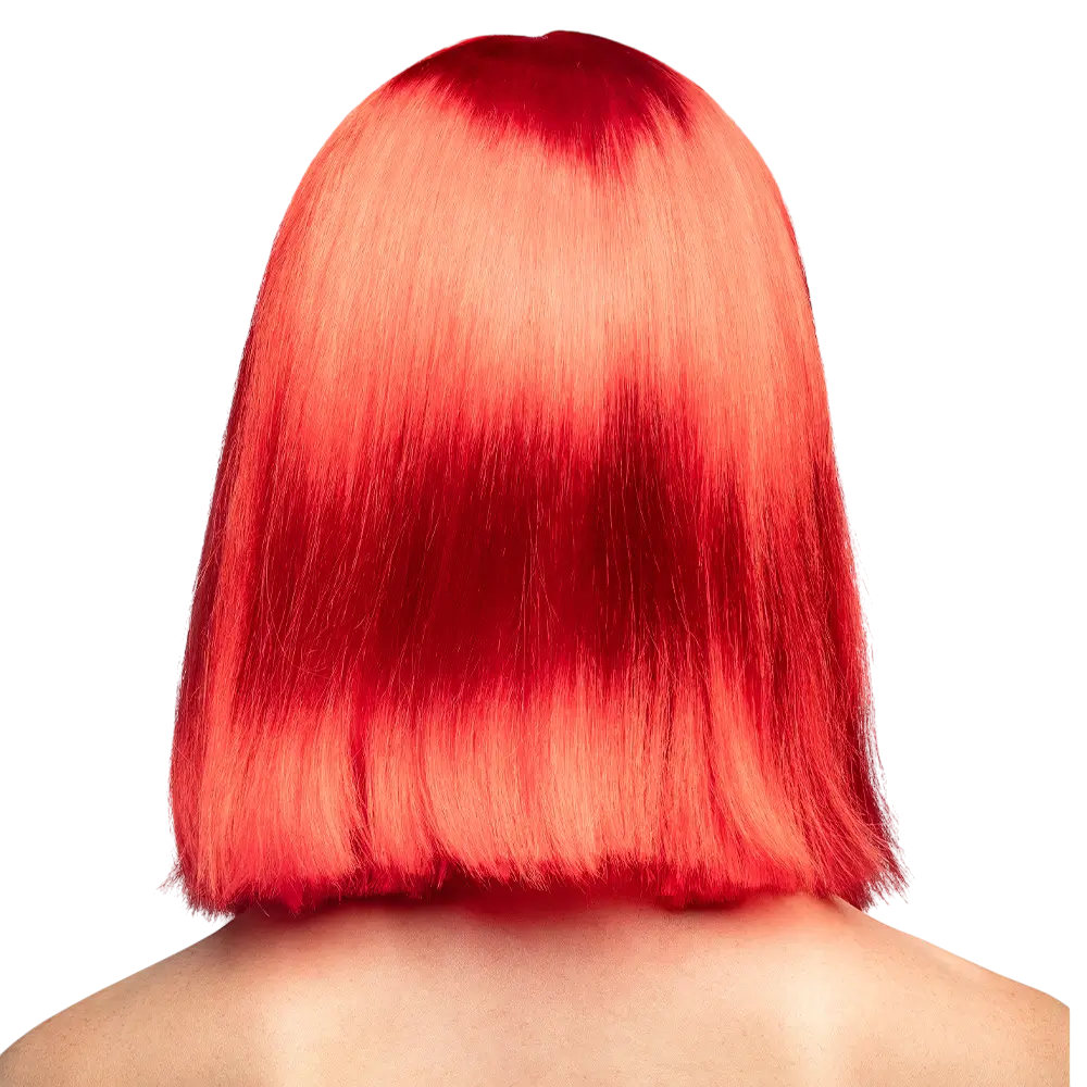 Neonrote Perücke mit Pony