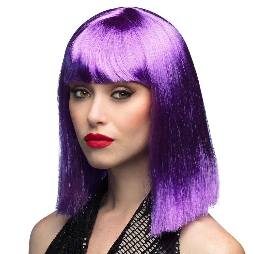 Violette Neon-Perücke mit Pony