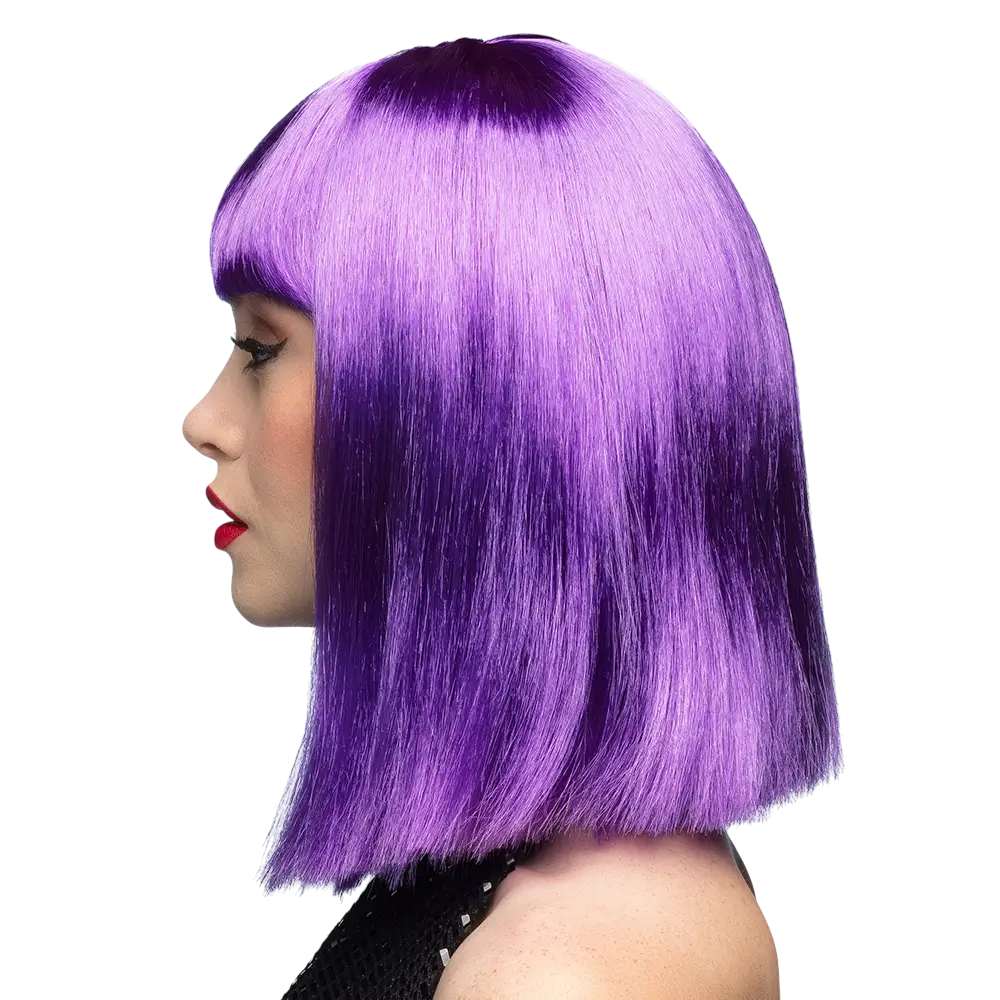 Violette Neon-Perücke mit Pony