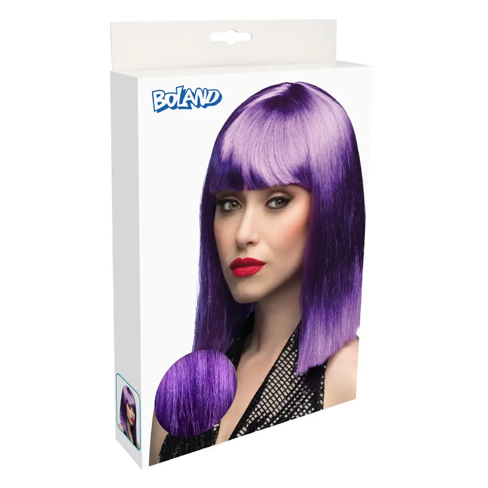 Violette Neon-Perücke mit Pony