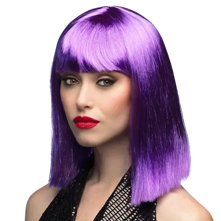 Violette Neon-Perücke mit Pony