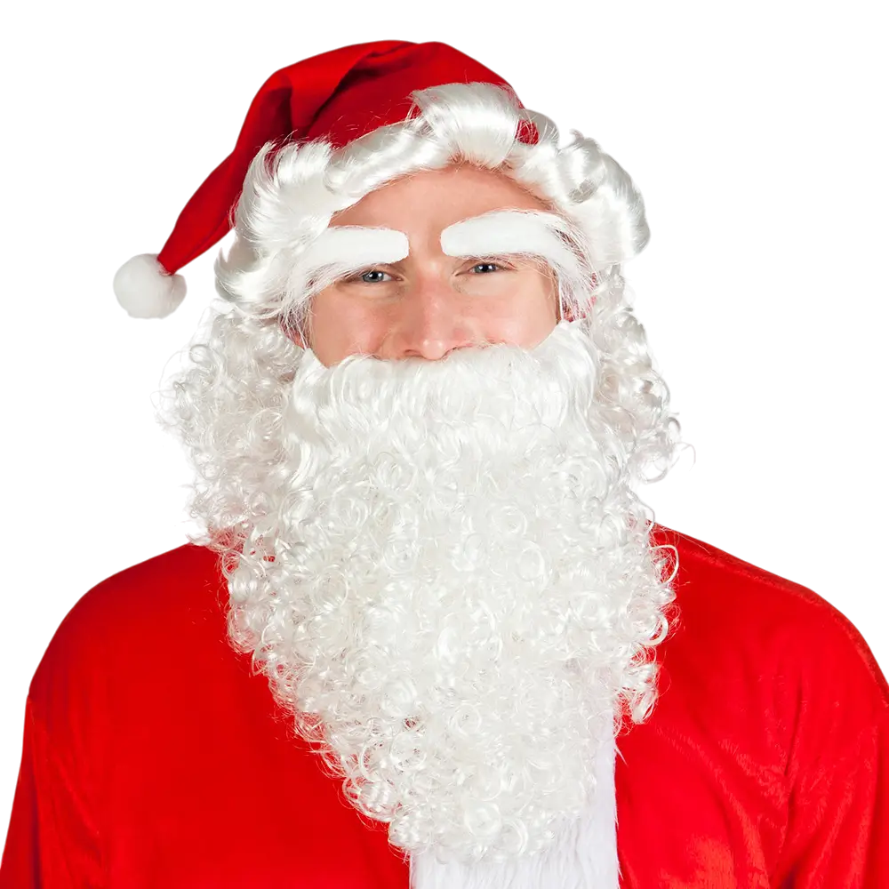 Set Weihnachtsmütze mit Bart und Augenbrauen - Erwachsene