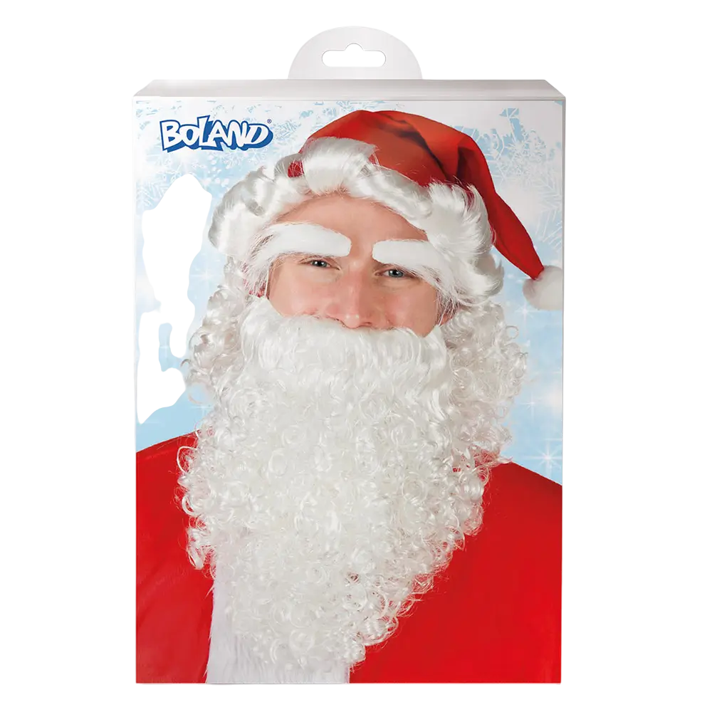 Set Weihnachtsmütze mit Bart und Augenbrauen - Erwachsene