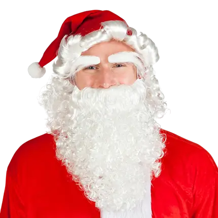 Set Weihnachtsmütze mit Bart und Augenbrauen - Erwachsene